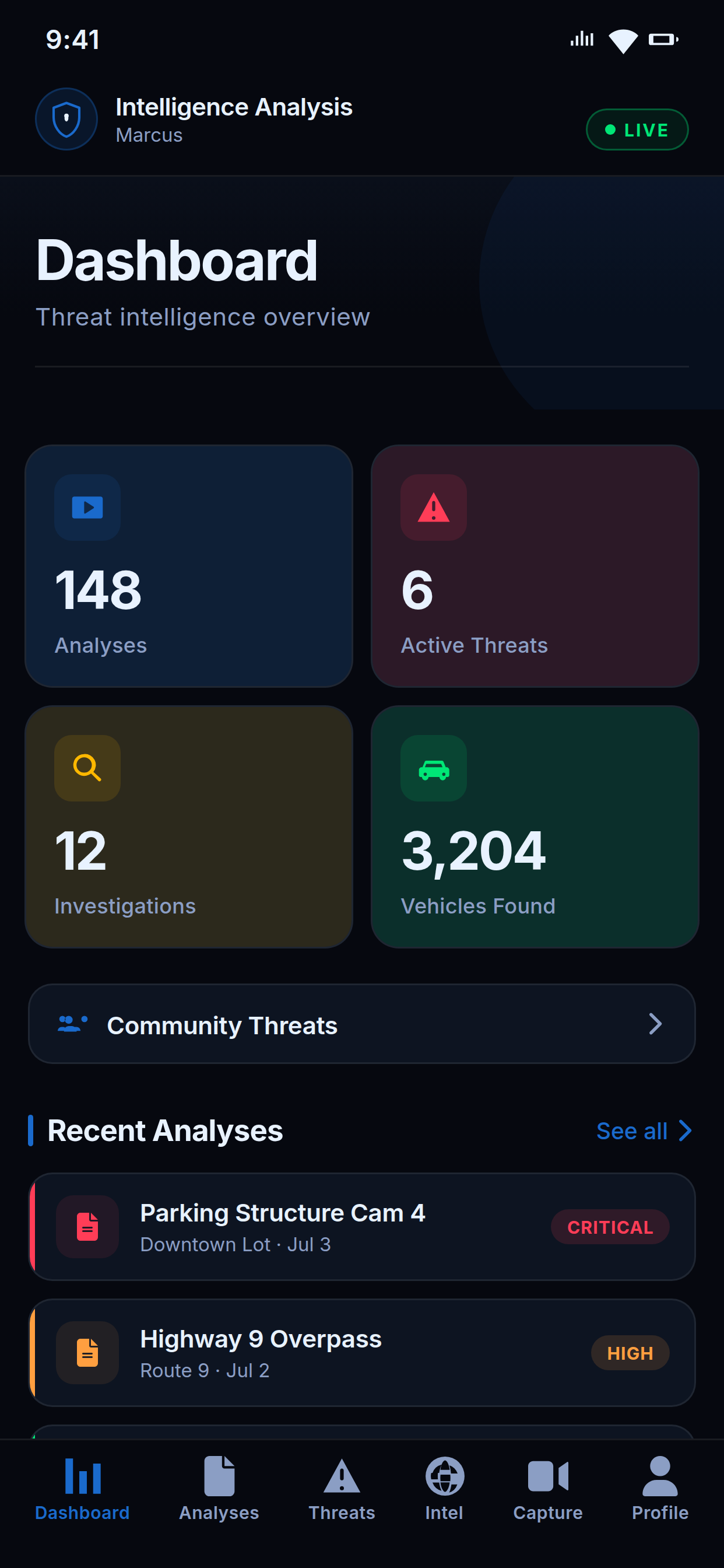 Threat Track Analysis mobile app